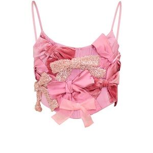 NWT! LoveShackFancy Woodley Bow Sequin Top. Size 2 (XS).